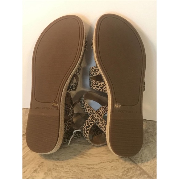 Lucky Brand Glaina Eyelash Sophia Leopard Print Suede Wedge Sandal Womens 8.5 - Picture 7 of 8